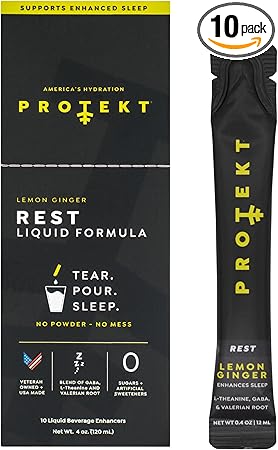 Ayuda para dormir sin melatonina para adultos | Raíz de valeriana para favorecer el sueño y una noche de descanso | Mezcla de bebida líquida para dormir GABA Calm & Sleep para adultos | Limón y jengibre, paquete de 10 ln25