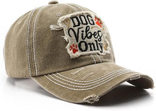 Cargar imagen en el visor de la galería, Gorra de béisbol unisex con parche bordado vintage desgastado con texto ln25 "Dog Vibes Only"
