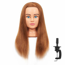 Cargar imagen en el visor de la galería, Hairingrid Cabeza de Maniquí 20"-22" 100% Cabello Humano Peluquería Cosmetología Maniquí Cabeza de Entrenamiento de Cabello y Soporte de Abrazadera Gratis

