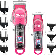 Cargar imagen en el visor de la galería, DSP® Hair Clipper, Trimmer Kit for Men Professional Barber Set for Hair and Beard Cutting Zero Gap Beard Trimmer,ln24 with LED Display (Pink)
