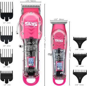 DSP® Hair Clipper, Trimmer Kit for Men Professional Barber Set for Hair and Beard Cutting Zero Gap Beard Trimmer,ln24 with LED Display (Pink)