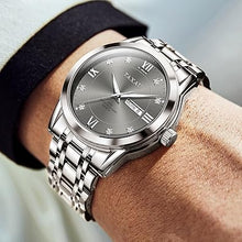 Cargar imagen en el visor de la galería, Reloj para hombre, reloj de banda de acero inoxidable, relojes de diamantes para hombre, resistente al agua, reloj de cara grande fácil de leer con fecha, a21 reloj de cuarzo para hombre, reloj de
