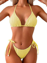 Cargar imagen en el visor de la galería, Conjunto de bikini triangular acanalado para mujer
