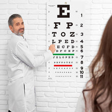 Cargar imagen en el visor de la galería, Snellen - Tabla de ojos con adhesivo de fijación de 11 x 22 pulgadas, gráficos oculares para exámenes oculares, a22 ideal para el consultorio del médico, escuela, hogar con oclusor ocular y
