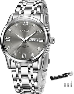 Reloj para hombre, reloj de banda de acero inoxidable, relojes de diamantes para hombre, resistente al agua, reloj de cara grande fácil de leer con fecha, a21 reloj de cuarzo para hombre, reloj de