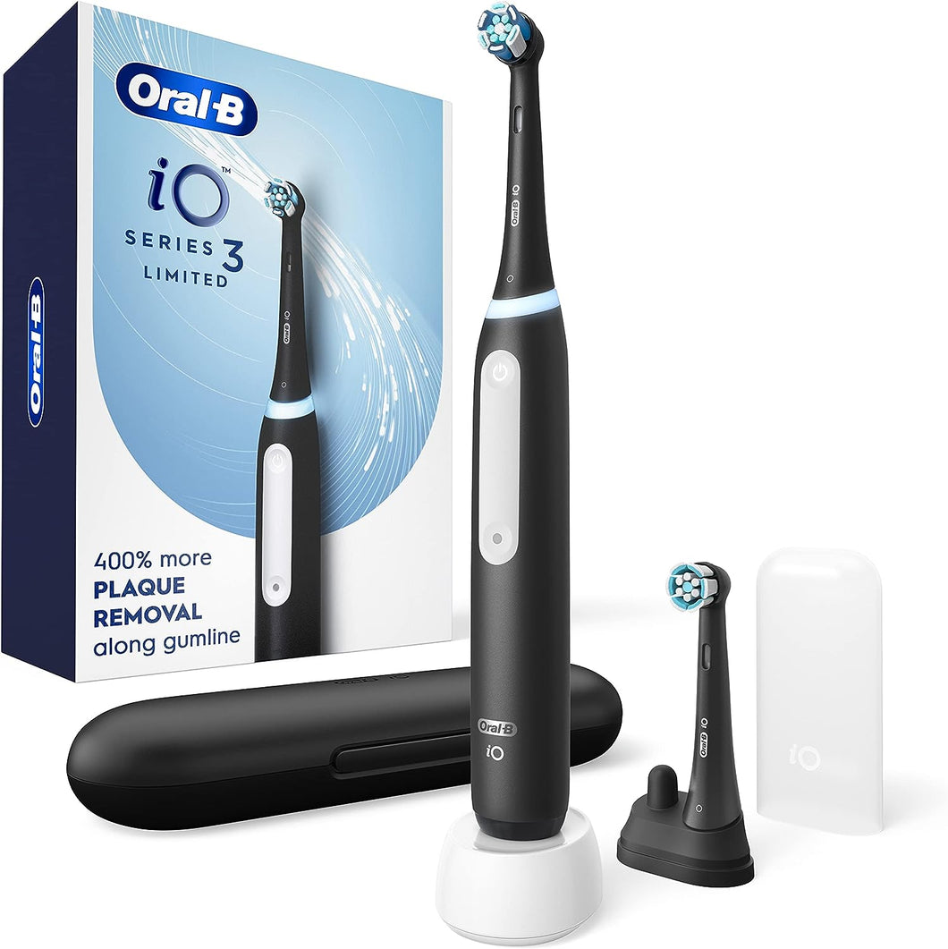 Oral-B iO Deep Clean - Cepillo de dientes eléctrico recargable con iO Series 3 Limited, 2 cabezales de cepillo y estuche de viaje,ln23 sensor de presión para proteger las encías, 3 ajustes de limpieza,