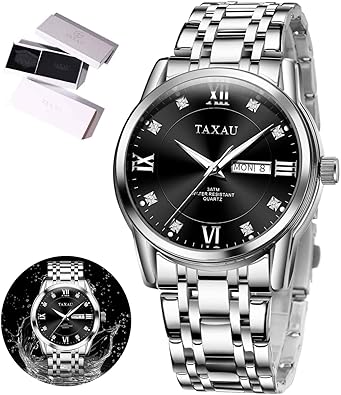 Relojes para hombre, números arábigos, esfera grande, fácil de leer, estilo simple, día fecha, diamante, a21 cara grande, reloj de acero inoxidable impermeable para hombre