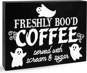 Letrero de café de Halloween de la boutique de regalos