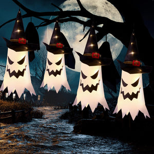 Decoraciones de Halloween al aire libre Decoración de Halloween Colgante de luces de cadena al aire libre Sombrero de bruja fantasma