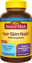 Cargar imagen en el visor de la galería, Nature Made Cabello, Piel y Uñas con Biotina 2500 mcg
