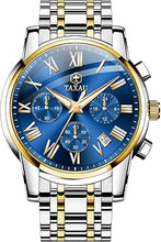 Cargar imagen en el visor de la galería, Relojes de lujo multifuncionales impermeables para hombre, reloj analógico de cuarzo, a21 acero inoxidable, plata, cronógrafo con fecha luminosa
