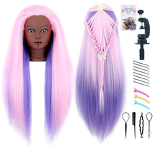 Cargar imagen en el visor de la galería, Cabeza de maniquí con cabello de 26 a 28 pulgadas, cabeza de muñeca para peinar el cabello

