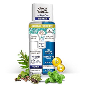 GuruNanda Enjuague bucal Oxyburst de doble barril, sin alcohol ni flúor A24