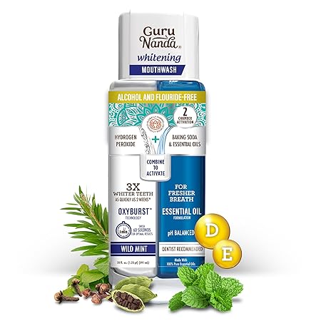 GuruNanda Enjuague bucal Oxyburst de doble barril, sin alcohol ni flúor A24