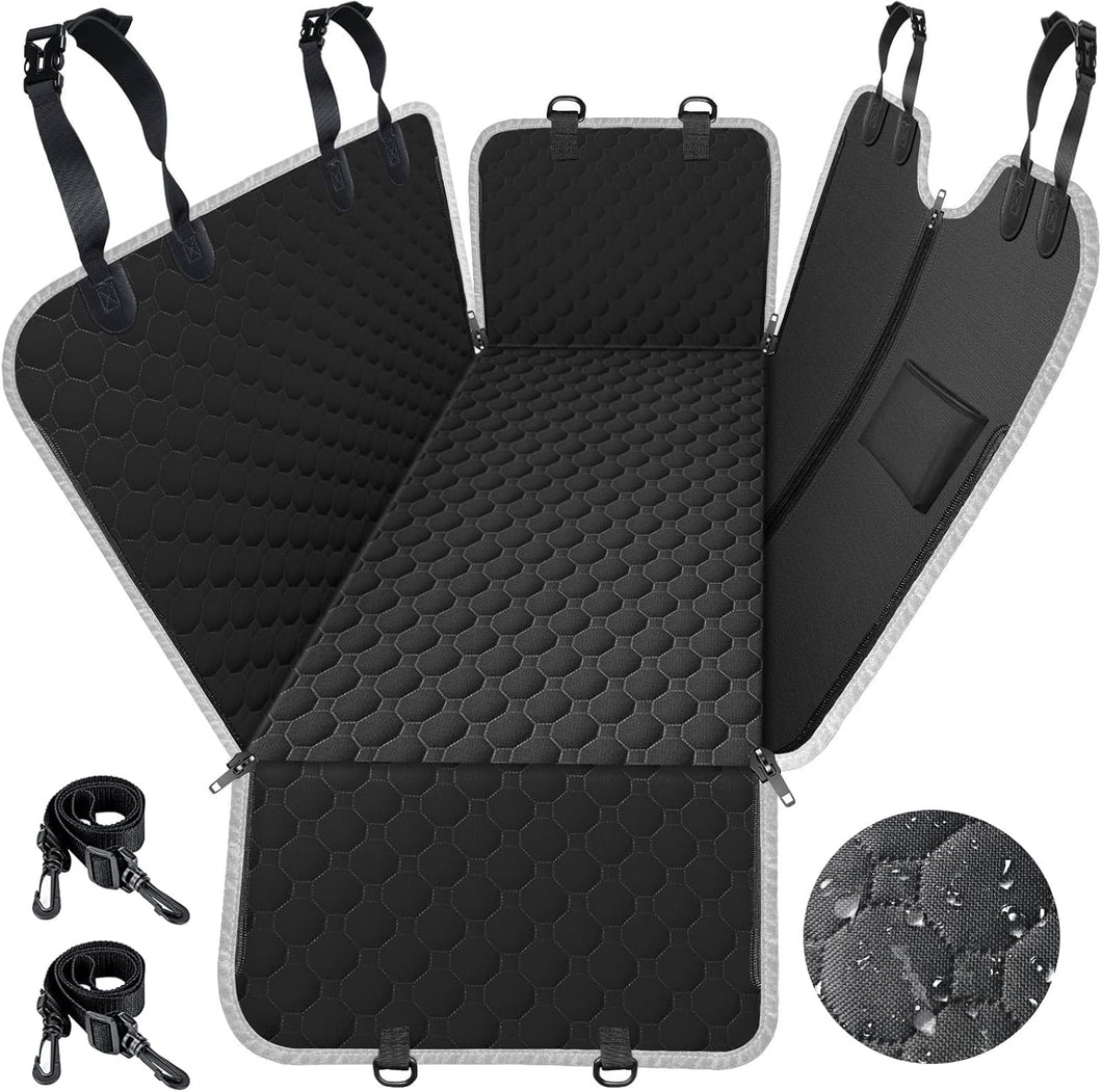 Mancro Funda de asiento de automóvil para perro, protector de asiento de automóvil impermeable para perros con solapas laterales, ln25 funda de asiento trasero para perro a prueba de arañazos, hamaca para
