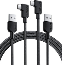 Cargar imagen en el visor de la galería, Anker Cable [2 unidades de 6 pies], cable trenzado USB A a USB C en ángulo recto,a19 duradero de 90 grados tipo C para Samsung Galaxy Note 10, LG V30 (USB 2.0, negro)
