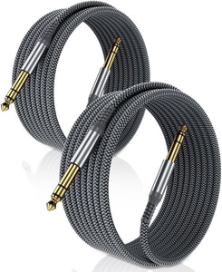 Elebase Paquete de 2 cables TRS de instrumento de 1/4 de pulgada de 1/4 pulgadas, Q1