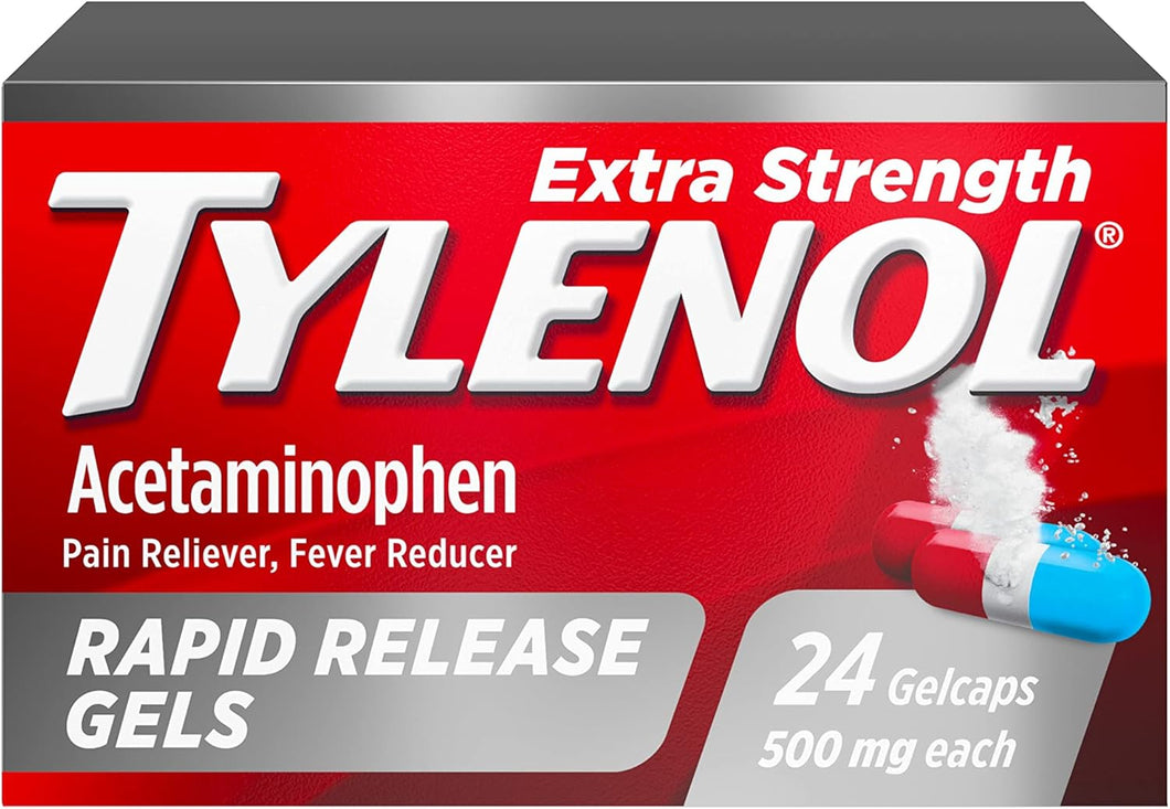 Tylenol Geles de liberación rápida de acetaminofeno extra fuertes para aliviar el dolor y la fiebre A24