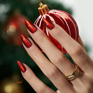 BTArtbox Uñas postizas a presión con forma de almendra, color rojo oscuro, brillantes, para Navidad, uñas postizas brillantes medianas en 15 tamaños, a22 kit de... Nombre del patrón:A1 - Rubí místico