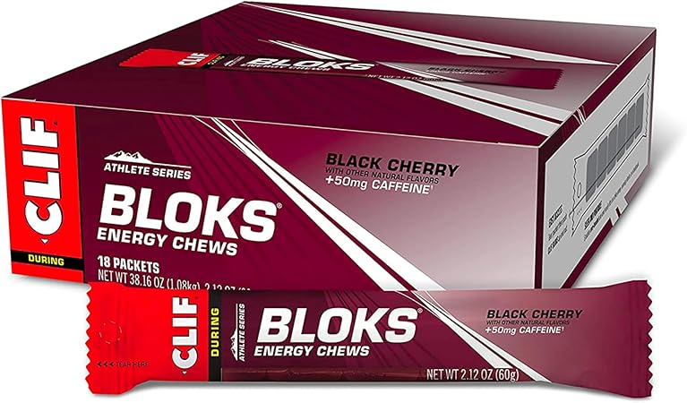 Masticables energéticos CLIF BLOKS, sabor a frutos del bosque, de origen vegetal, para ciclismo y running, carbohidratos rápidos y electrolitos (2,12 oz, 18 unidades) ln25