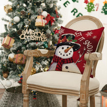 Cargar imagen en el visor de la galería, AVOIN colorlife Merry Christmas Let It Snow Joy - Juego de 4 fundas de almohada rojas, 18 x 18 pulgadas, diseño de rayas con diseño de árbol de Navidad, decoración para sofá, sofá A19
