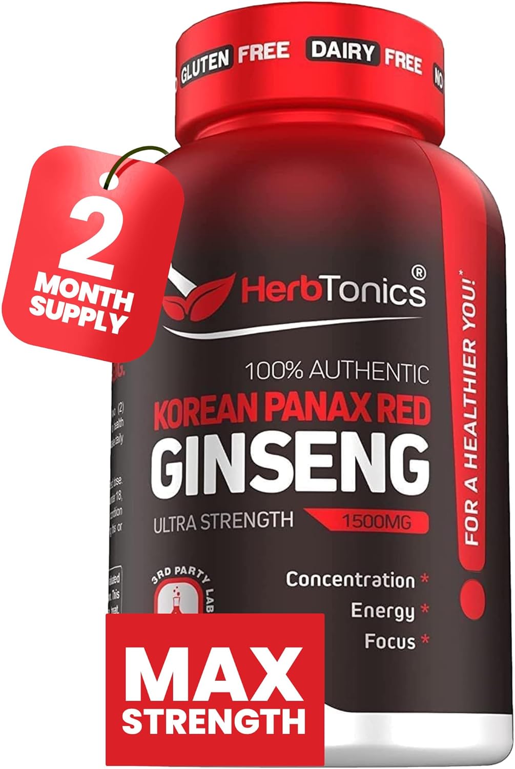 Suplemento en cápsulas de Ginseng de Panax rojo coreano de alta resistencia de 1500 mg- A24