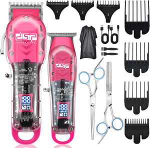 DSP® Hair Clipper, Trimmer Kit for Men Professional Barber Set for Hair and Beard Cutting Zero Gap Beard Trimmer,ln24 with LED Display (Pink)