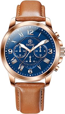 Reloj cronógrafo para hombre, cara grande, fácil de leer, analógico de cuarzo, reloj de vestir para hombre, correa de cuero, a21 impermeable, luminoso, a la moda, casual, reloj de pulsera para