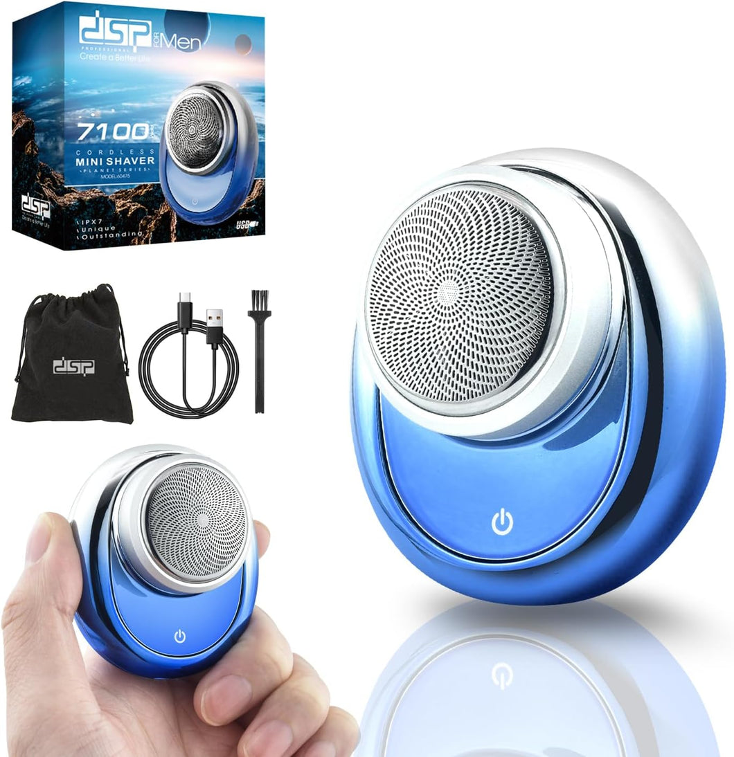 DSP Maquinilla de afeitar eléctrica compacta para hombre, mini afeitadora portátil para viajes, impermeable IPX7, carga rápida USB-C, protección contra sobrecarga,ln24  potente máquina de afeitar de tamaño