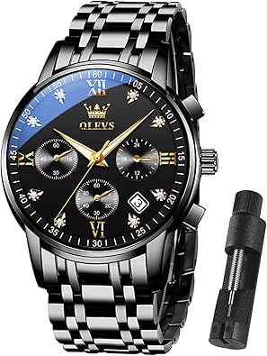 OLEVS Reloj multifunción para hombre, multiesfera, resistente al agua, con cronógrafo, luminoso, con fecha, regalo para hombres, a21 relojes de acero inoxidable para hombres, reloj de pulsera clásico para