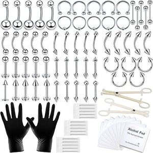 84, piezas, kit de piercing para el tabique corporal 14G 16G q1