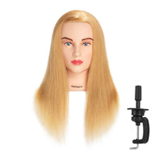 Cargar imagen en el visor de la galería, Hairingrid Cabeza de Maniquí 20"-22" 100% Cabello Humano Peluquería Cosmetología Maniquí Cabeza de Entrenamiento de Cabello y Soporte de Abrazadera Gratis
