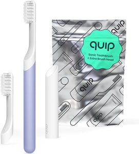 quip Cepillo de dientes sónico para adultos con temporizador, incluye cabezal de cepillo adicional y soporte de cubierta de viaje,ln23 cabezal de repuesto eléctrico, cerdas suaves, mango de plástico,