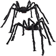 Cargar imagen en el visor de la galería, JOYIN 2 Pack 5 Ft Halloween Decoraciones al aire libre Araña negra peluda
