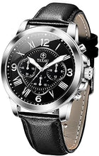 Cargar imagen en el visor de la galería, Relojes de cuero para hombre, resistente al agua, cronógrafo, luminoso, de lujo, reloj, clásico, de acero inoxidable, a21 analógico, de cuarzo, casual, trabajo, deportivo, con cara grande, número
