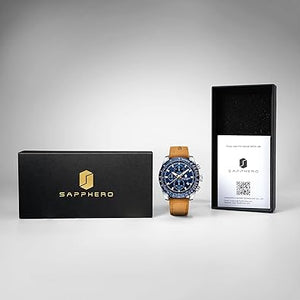 SAPPHERO Relojes para hombre, correa de cuero, movimiento de cuarzo, reloj cronógrafo multifunción, luminoso, resistente al agua, a21 resistente a los arañazos, reloj deportivo casual de negocios de lujo
