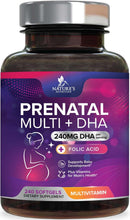 Cargar imagen en el visor de la galería, Vitaminas prenatales para mujeres con ácido fólico + Omega 3 DHA para el desarrollo del cerebro fetal
