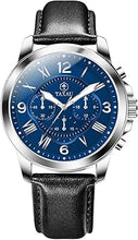 Cargar imagen en el visor de la galería, Reloj cronógrafo para hombre, cara grande, fácil de leer, analógico de cuarzo, reloj de vestir para hombre, correa de cuero, a21 impermeable, luminoso, a la moda, casual, reloj de pulsera para
