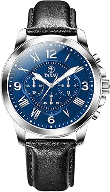 Reloj cronógrafo para hombre, cara grande, fácil de leer, analógico de cuarzo, reloj de vestir para hombre, correa de cuero, a21 impermeable, luminoso, a la moda, casual, reloj de pulsera para