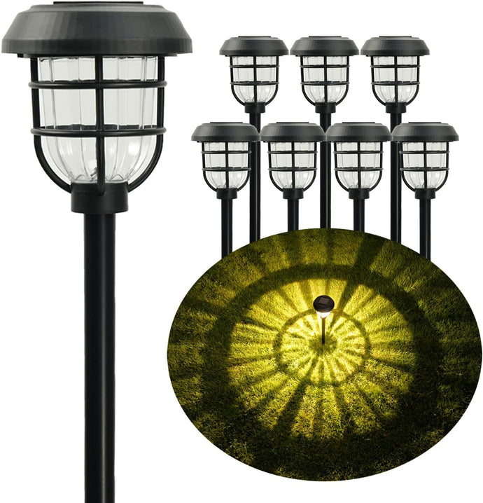 Paquete de 8 luces solares para caminos al aire libre, luces LED brillantes mejoradas de 10 lúmenes,a21  luces solares impermeables para exteriores, IP65, hasta...