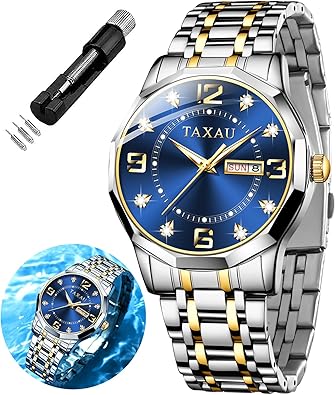 Relojes para hombre, números arábigos, esfera grande, fácil de leer, estilo simple, día fecha, diamante, a21 cara grande, reloj de acero inoxidable impermeable para hombre