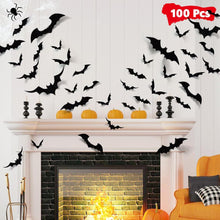 Cargar imagen en el visor de la galería, LUDILO 100 pcs Murciélagos Decoraciones de Halloween: Decoración de Pared de Murciélagos de Halloween

