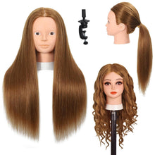 Cargar imagen en el visor de la galería, Cabeza de maniquí con 80% cabello humano
