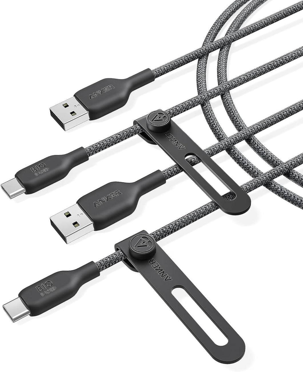 Anker Cable USB a19 C Bio-Briaded [2 unidades, 6 pies], cable de carga USB A a tipo C, cable de carga USB C de carga rápida para Samsung Galaxy Note a19  10/9/8 S10+/S10/S9+/S9, LG V30 (USB 2.0, negro)