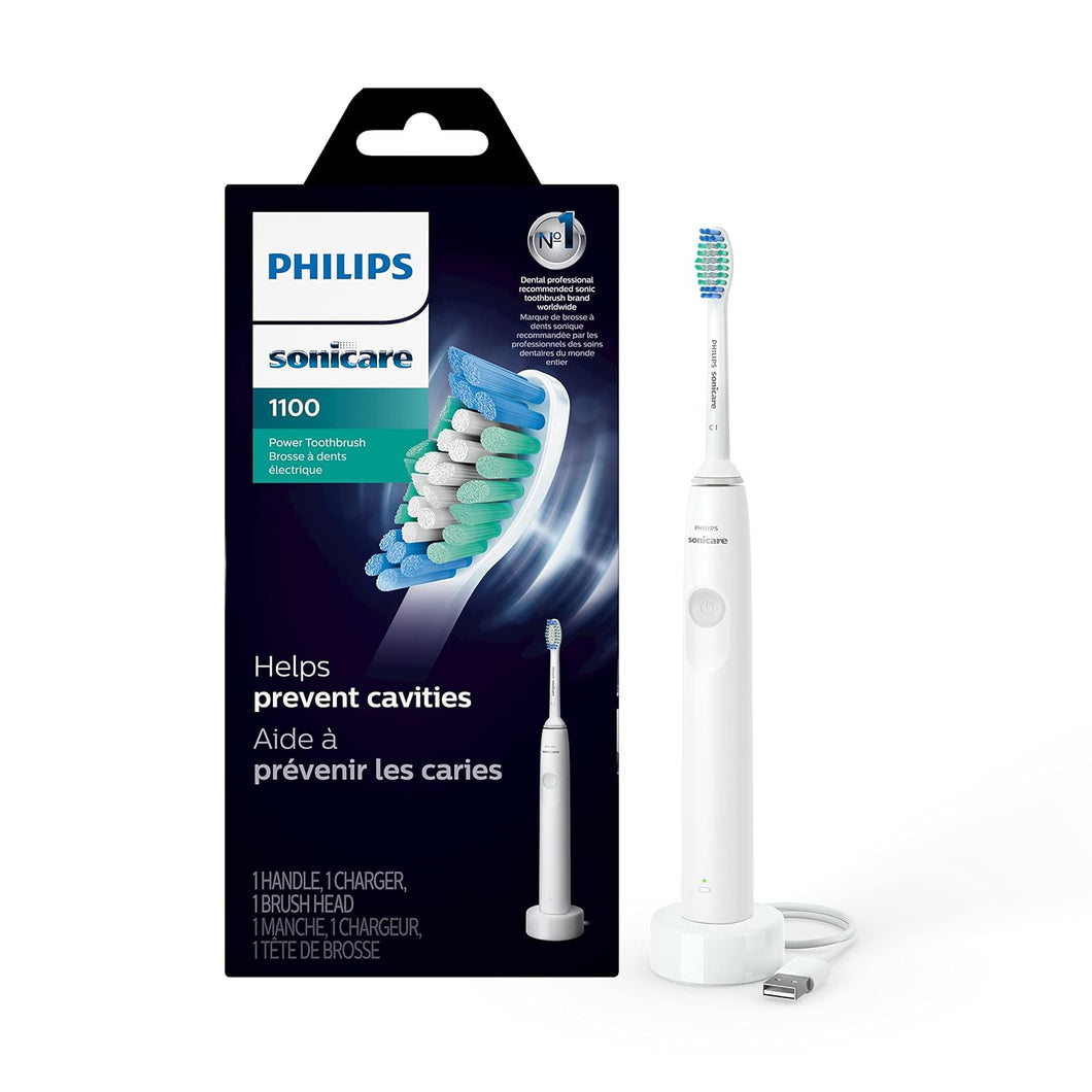 PHILIPS Sonicare Cepillo de dientes ln23 eléctrico 1100, cepillo de dientes eléctrico recargable, blanco y gris HX3641/02