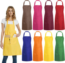 Cargar imagen en el visor de la galería, Delantal comercial rosa unisex con 2 bolsillos para manualidades en cocina
