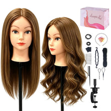 Cargar imagen en el visor de la galería, Cabeza de maniquí Beauty Star con 80% de cabello humano real, cabeza de muñeca para peinado
