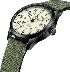 LN LENQIN Relojes militares unisex para hombre, correa de nailon, elegante, luminoso, de moda, analógico, A21  de cuarzo, resistente al agua, táctico, informal, reloj de pulsera
