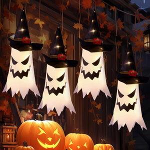 Decoraciones de Halloween al aire libre Decoración de Halloween Colgante de luces de cadena al aire libre Sombrero de bruja fantasma