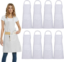 Cargar imagen en el visor de la galería, Delantal comercial rosa unisex con 2 bolsillos para manualidades en cocina
